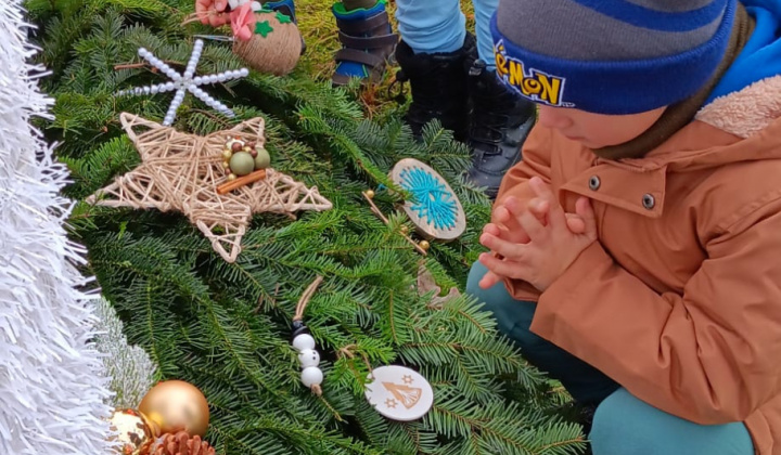 Aktuality / Zdobenie vianočného venca a stromčeka deťmi z materskej škôlky - foto