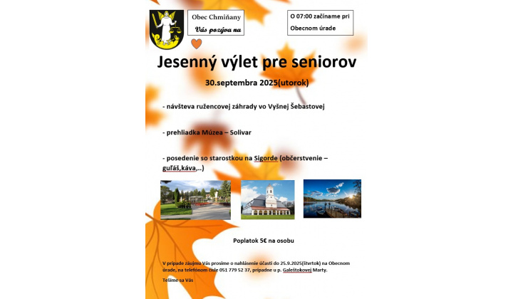 Fotka pre článok Jesenný výlet pre seniorov