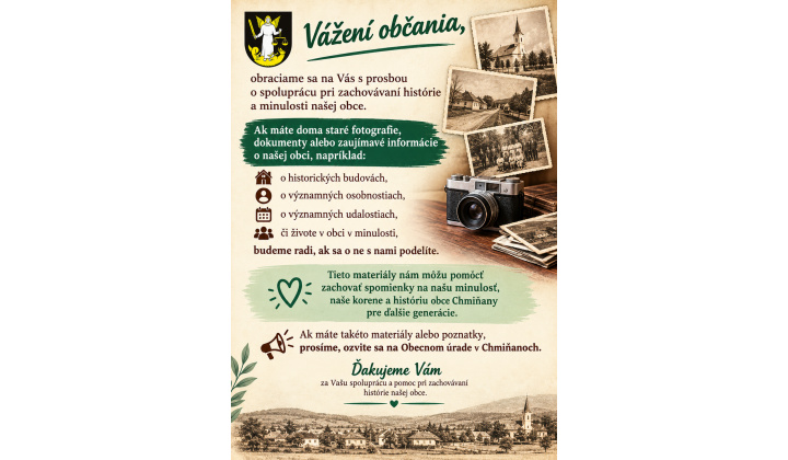 Fotka pre článok Zachovanie histórie obce Chmiňany