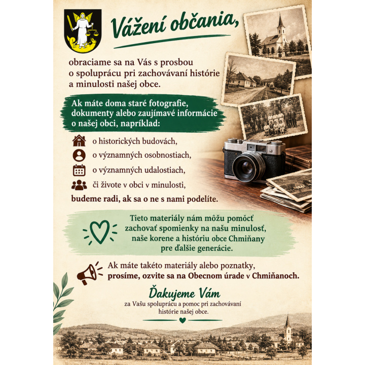 Menšia fotka pre článok Zachovanie histórie obce Chmiňany